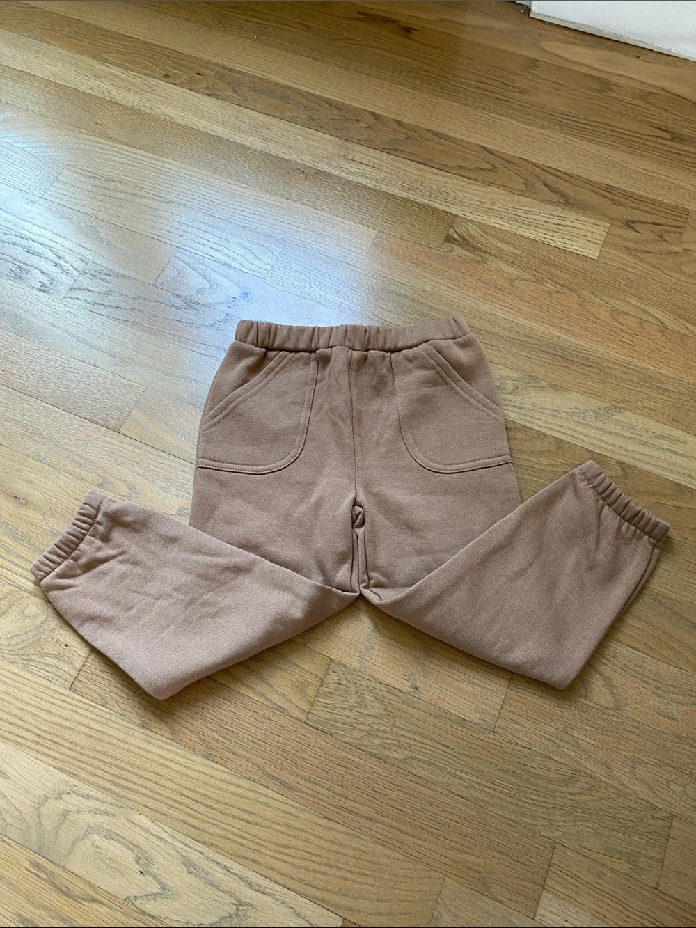 MiniBean 3T Kids Elastic-Waist Joggers in Light Brown